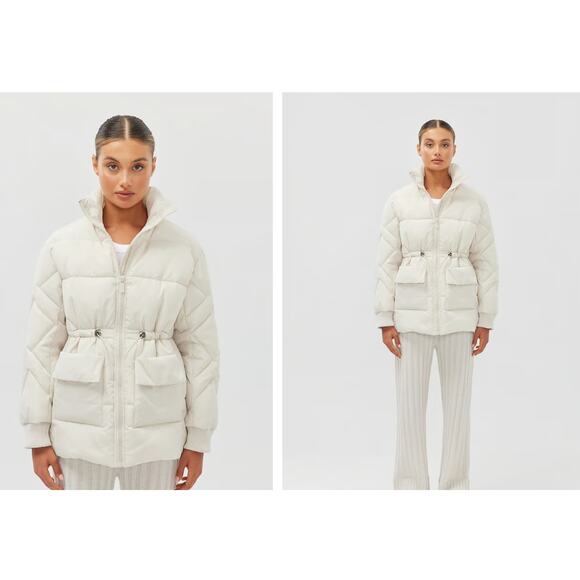 (S) NWT $289 Toast Society Aries Puffer Jacket in Ivory - Picture 1 of 9